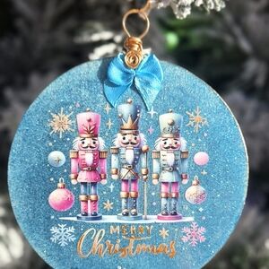 🎄 Handmade Nutcracker Wooden Ornament – Resin Coated